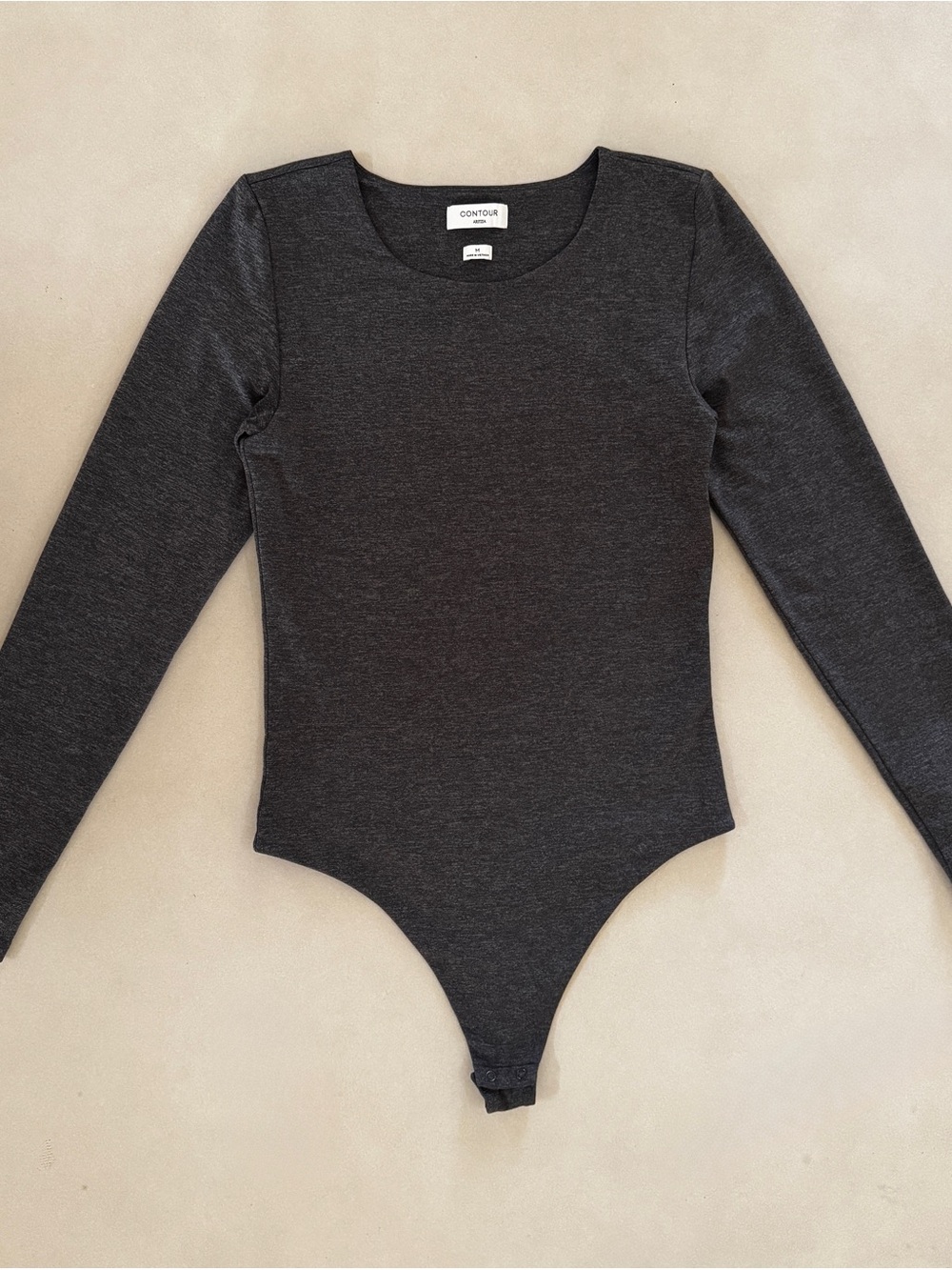 Aritzia Contour Charcoal Gray Long Sleeve Bodysuit